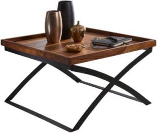 Sheesham Massivholz Couchtisch, H39 x B63 x T63 braun