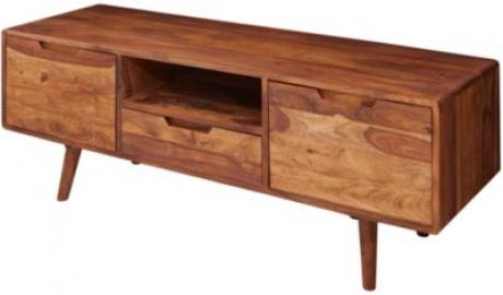Sheesham Massivholz TV-Lowboard, H51 x B135 x T45 cm braun