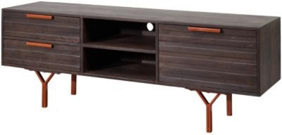 Akazien Massivholz TV-Lowboard,H58 x B160 x T40 cm grau/braun