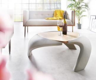 DELIFE Couchtisch Rock 90x90 cm Grau Beton Optik Holz Ablage, Couchtische