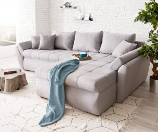 DELIFE Ecksofa Loana 275x185 Grau Ottomane variabel abgesteppt, Ecksofas