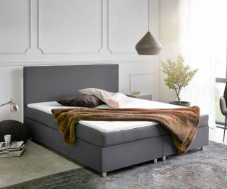 DELIFE Boxspringbett Cloud 180x200 cm Grau Topper und Matratze, Boxspringbetten