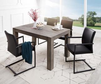 DELIFE Esstisch Indra Akazie Platin 140x90 Beine durchgestossen, Esstische