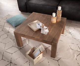 DELIFE Couchtisch Indra Akazie Braun 80x80 cm Massivholz, Couchtische