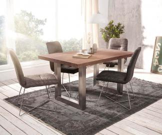 DELIFE Esstisch Classic-Edge 140x90 Akazie Braun Gestell Breit, Esstische