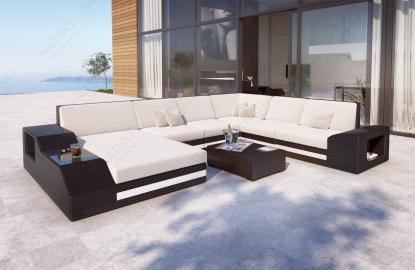 Designer Rattan Lounge Sofa TORRO XXL mit LED Licht