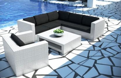 Rattan Lounge BARCELONA Eckcouch und Couchtisch v2