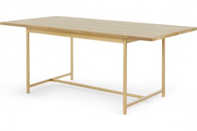 Aphra Esstisch, helles Mangoholz und Messing - MADE.com