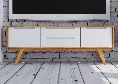 Kommode Wildeiche 160x48x59 natur geölt / weiß ORIGINAL RETRO #04
