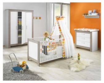 Geuther Komplett Kinderzimmer MARLENE, 3-tlg. (Kinderbett, Wickelkommode und 3-türiger Kleiderschrank), Wenge Lehm/Weiß weiß Gr. 70 x 140