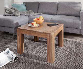 DELIFE Beistelltisch Indra Akazie Natur 60x60 Massivholz quadratisch, Couchtische
