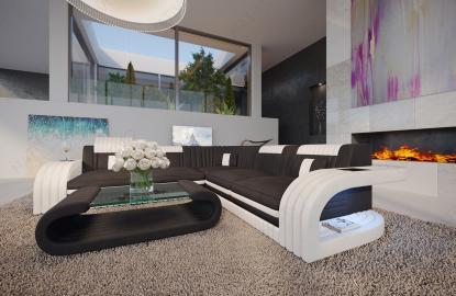 Designer Sofa ROYAL CORNER mit LED Beleuchtung & USB Anschluss
