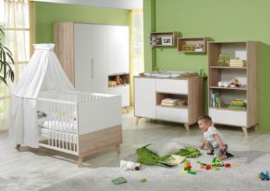 Geuther Komplett Kinderzimmer METTE, 3-tlg. (Kinderbett, Wickelkommode und 3-türiger Kleiderschrank), Buche/weiß Gr. 70 x 140