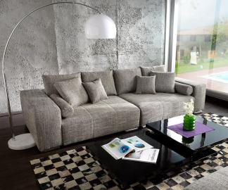 DELIFE Big-Sofa Marbeya 285x115 cm Hellgrau mit Hocker Couch, Big Sofas