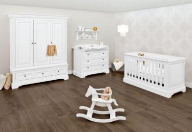 Pinolino Komplett Kinderzimmer EMILIA, 3-tlg. (Kinderbett, Wickelkommode und 3-türiger Kleiderschrank), weiß lackiert Gr. 70 x 140