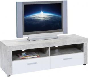 Beton/Hochglanz TV-Board Opal mit 2 Schubladen weiß
