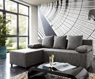 DELIFE Ecksofa Janelle 200x155 Grau mit Schlaffunktion variabel, Ecksofas