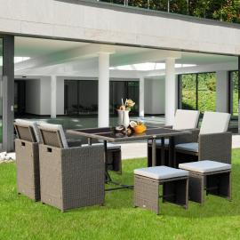 Outsunny® Sitzgruppe Polyrattan Gartenset 21 tlg. mit Kissen Grau