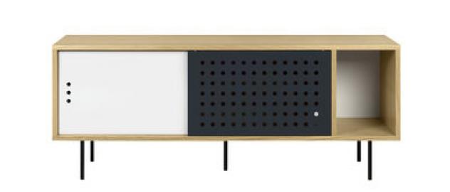 Amsterdam Dots Anrichte / TV-Möbel - L 165 cm - POP UP HOME - Weiß,Anthrazit,Eiche natur