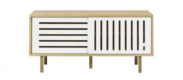 Amsterdam Stripes Anrichte / TV-Möbel - L 135 cm - POP UP HOME - Weiß,Eiche natur