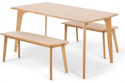 Fjord Essgruppe mit 2 Baenken, Eiche - MADE.com