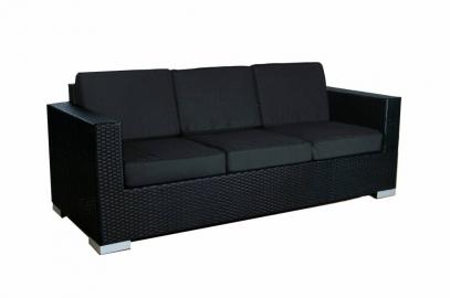 Gartenbank 3 sitz Paris - Schwarz - flaches Polyrattan