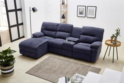 Ecksofa 3er Fernsehsessel BALINGEN von Pro Com Dunkelblau