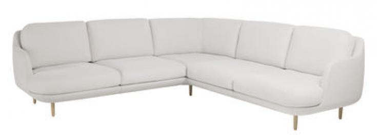 Lune Ecksofa / 5-Sitzer - L 243 cm - Fritz Hansen - Hellgrau,Eiche natur