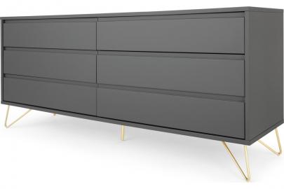 Elona breite Kommode, Anthrazit und Messing - MADE.com