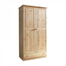Jugendzimmer / Babyzimmer Kleiderschrank 2-türig mit Schubkasten LUZERN-22 Kiefer Natur lackiert B x H x T ca. 96 x 187 x 56 cm