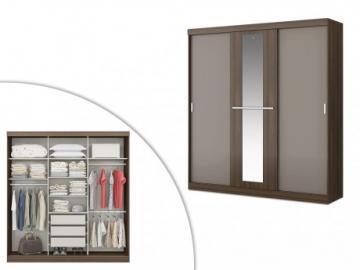 Kleiderschrank Didda - 3 Schiebetüren - Braun und Taupe