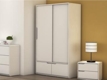 Kleiderschrank LUCILE - 2 Türen, 2 Schubladen - Weiß