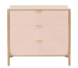 Marius Kommode / L 100 cm x H 90 cm - Hartô - Rosa,Eiche natur,Messing