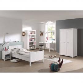 Modernes Jugendzimmer-Kombi STEINA-12 mit Nako und Kleiderschrank, aus MDF in weiß lackiert