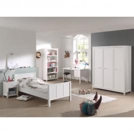 Möbelset STEINA-12 für Kinderzimmer MDF weiß lackiert Bett, Schreibtisch, Regal, Schrank und Nako