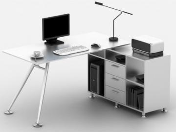 Computertisch Eckschreibtisch ALCEME mit Seitenschrank