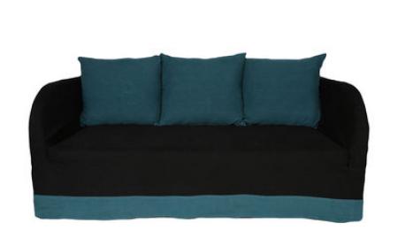Riviera Sofa / 3-Sitzer - Leinen - Maison Sarah Lavoine - Schwarz,Blue Sarah