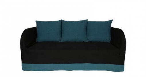 Riviera Sofa / 2-Sitzer - Leinen - Maison Sarah Lavoine - Schwarz,Blue Sarah