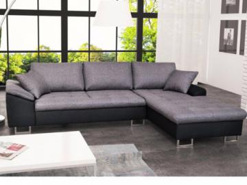 Ecksofa Stoff Allegri II - Zweifarbig: Schwarz&Grau - Ecke Rechts