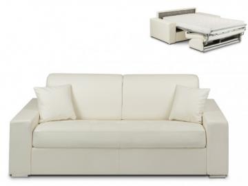 Schlafsofa 3-Sitzer EMIR - Weiß - Liegefläche: 140cm - Matratzenhöhe: 14cm