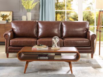 Ledersofa 3-Sitzer Vintage Look CASSANDRA - Braun
