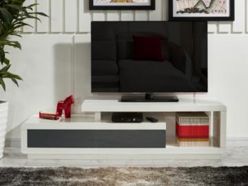 TV-Möbel Hochglanz Artaban - Weiß & Grau