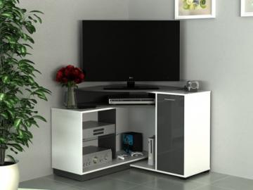 Eck-TV Möbel AMAEL - Weiß & Anthrazit