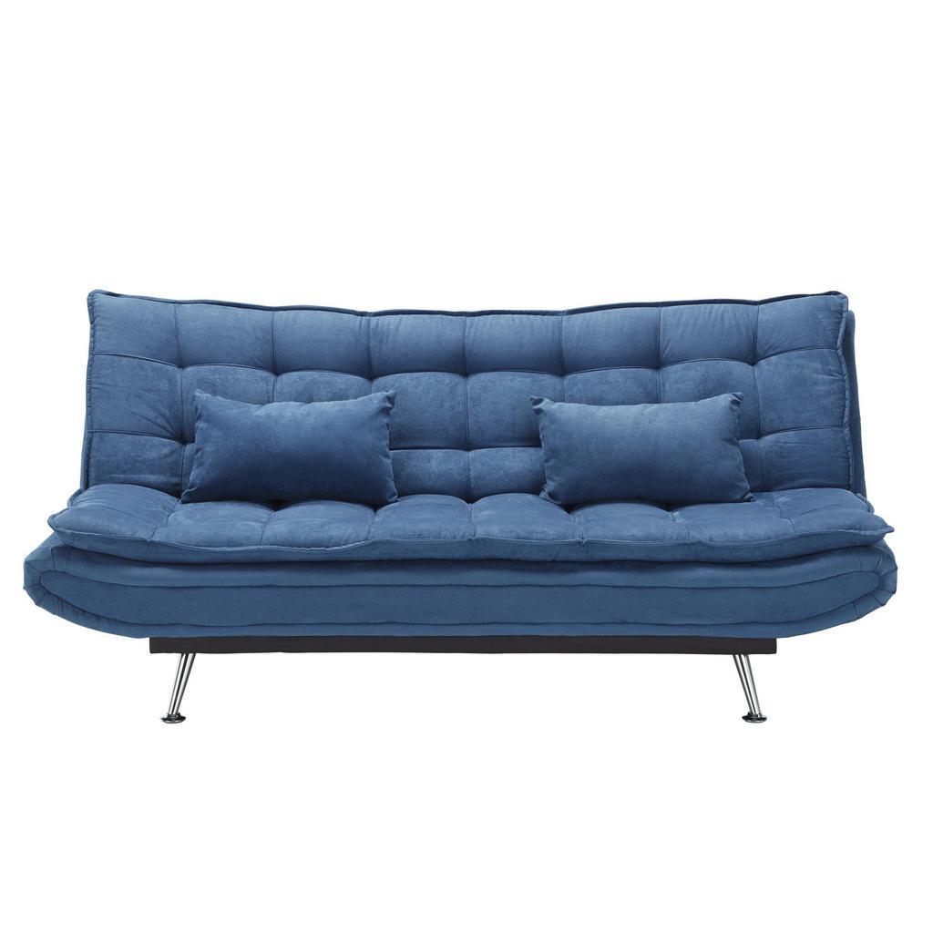 Schlafsofa in Dunkelblau mit Kissen