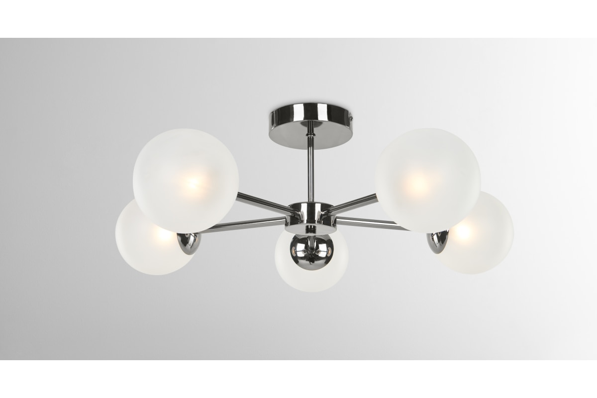 Globe grosse Deckenleuchte, Milchglas und Schwarz - MADE.com