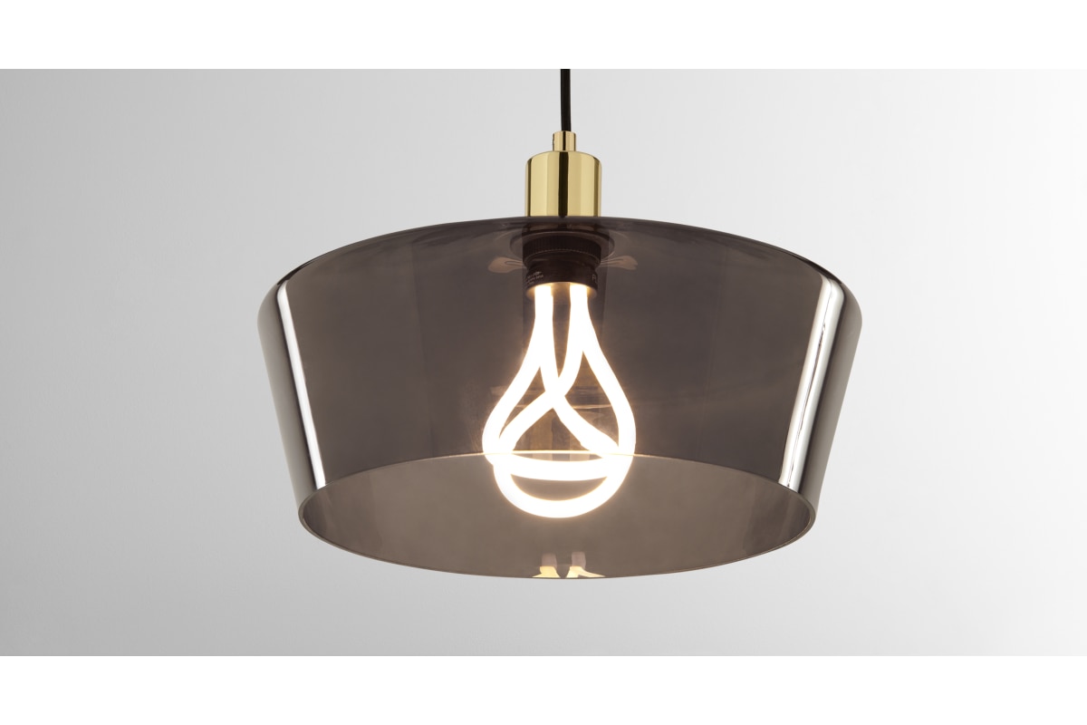 Kem Pendelleuchte inkl. Leuchtmittel, Messing und Rauchglas in Grau - MADE.com