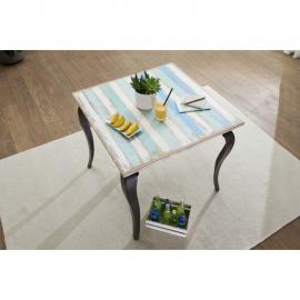 Esstisch LINA Massivholz Shabby Chic 80x77x80 cm Esszimmertisch modern | Design Küchentisch massiv klein | Massivholztisch Esszimmer | Vintage Tisch Naturholz quadratisch